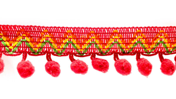 Franja Decorativa com Pompons - Rosa - Riera Alta