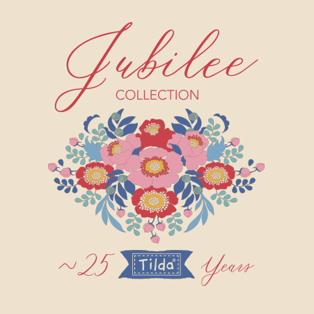 Tecido Tilda Jubilee Farm Flowers Red - Riera Alta